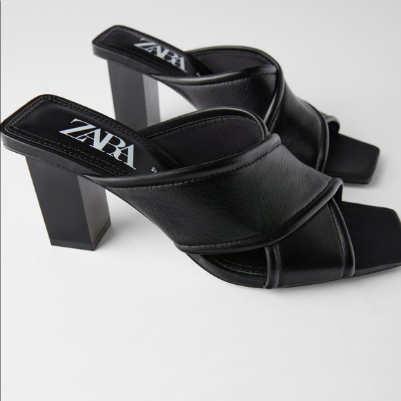 ZARA Soft Leather Heeled Sandals - Picture 6 of 7